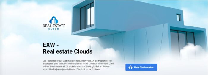 Das Real estate Cloud System bietet den Kunden von EXW die Möglichkeit Ihre erworbenen EXW zusätzlich noch in die Real estate Clouds zu hinterlegen.